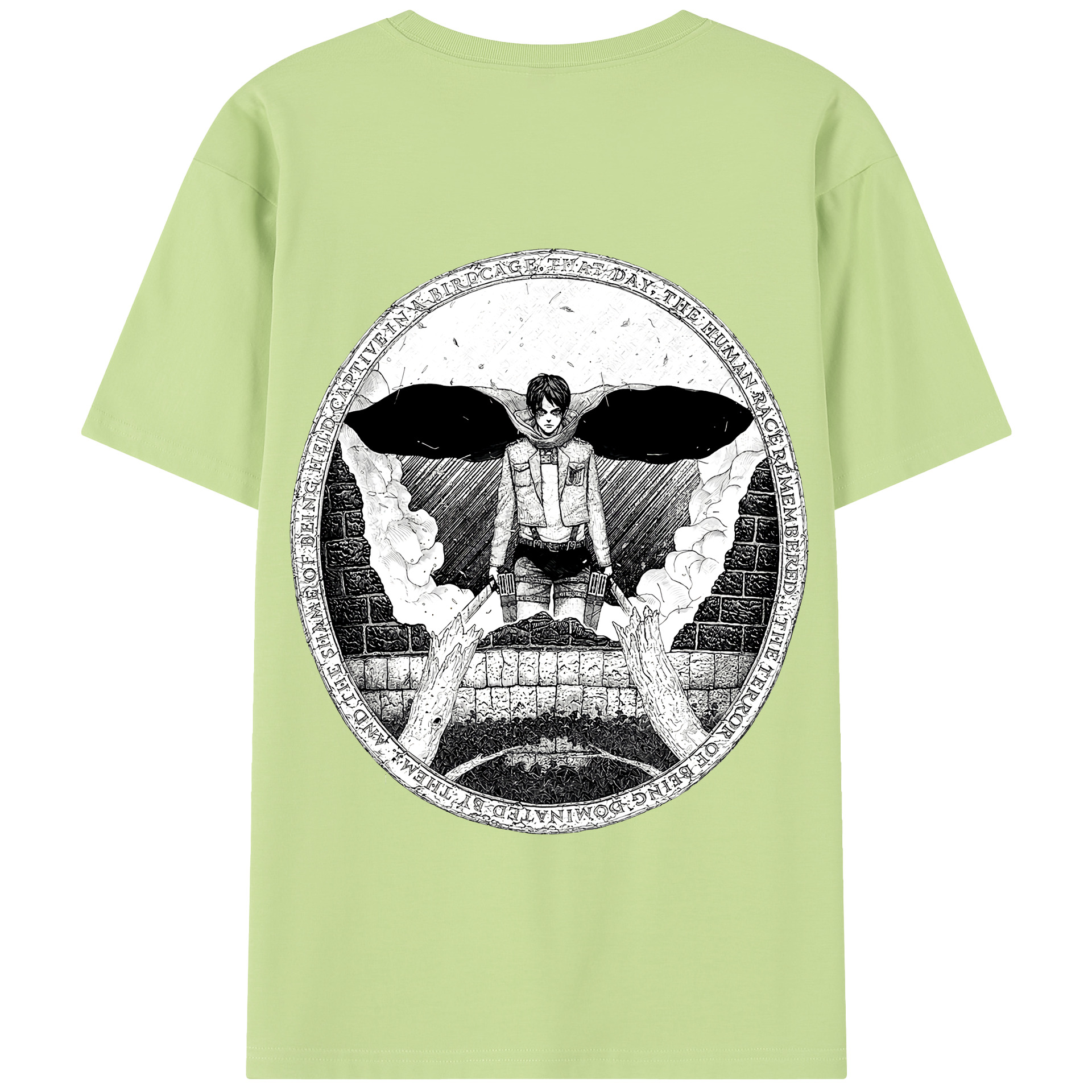 （画像用） 進撃の巨人 エレン･イェーガー Attack on Titan Eren Jäger 綿100％半袖Tシャツ（背面プリント）
